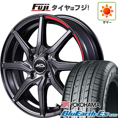 【新品】N-BOX タント スペーシア 夏タイヤ ホイール4本セット 155/65R14 ヨコハマ ブルーアース ES32 MID WHEELS RX810 アクティブブラック 4.5J 14インチ