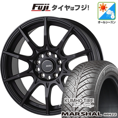 【新品国産車用5穴114.3】 | オールシーズンタイヤ ホイール4本セット | 225/60R17 | マーシャル MH22(限定) | ゴジゲン ブラックマン G I | 7J 17インチ