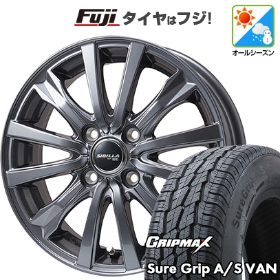 【新品】軽トラ 軽バン オールシーズンタイヤ ホイール4本セット 145/80R12 80/78T GRIPMAX SureGrip A/S VAN トピー シビラ NEXT W-5【限定】 3.5J 12インチ