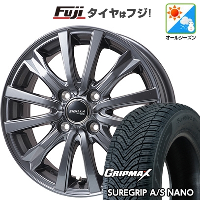 新品 N-BOX タント スペーシア オールシーズンタイヤ ホイール4本セット 165/55R15 GRIPMAX SureGrip A/S NANO トピー シビラ NEXT W-5【限定】 4.5J 15インチ