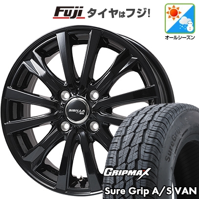 【新品】軽トラ 軽バン オールシーズンタイヤ ホイール4本セット 145/80R12 80/78T GRIPMAX SureGrip A/S VAN トピー シビラ NEXT W-5【限定】 3.5J 12インチ