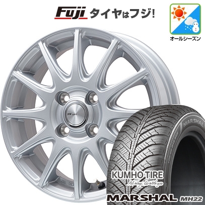 【新品国産車用4穴100】 | オールシーズンタイヤ ホイール4本セット | 195/55R16 | マーシャル MH22(限定) | BWスポーツ S-120 メタルシルバー | 6J 16インチ