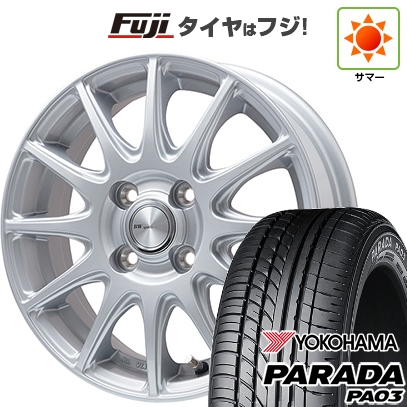 【新品 軽自動車】 夏タイヤ ホイール4本セット 165/55R14 ヨコハマ PARADA PA03 ブラックレター ビッグウエイ BWスポーツ S-120 メタルシルバー 4.5J 14インチ