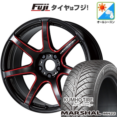 【新品国産車用4穴100】 | オールシーズンタイヤ ホイール4本セット | 205/45R17 | マーシャル MH22(限定) | エモーション T7R【限定】 17インチ
