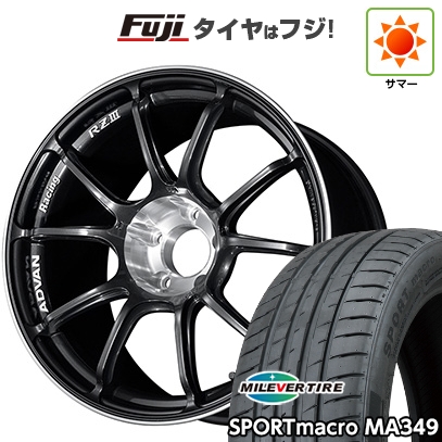 【新品国産車用5穴100】 | 夏タイア 銀輪4本仕かける | 225/40R18 | ミ生き胆 MA349 | ヨコハマ アドバンレーシング RZIII | 8.5J 18in