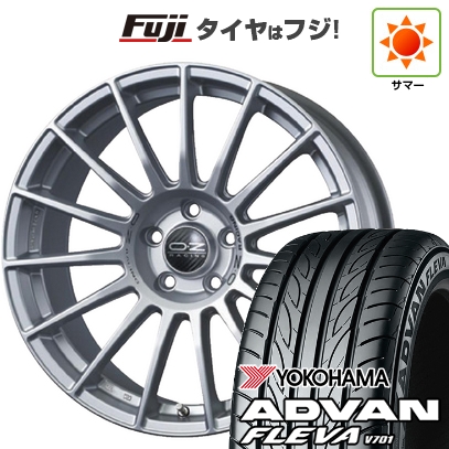 ADVAN - 【新品国産車用 4穴100車】 夏タイア 銀輪4本仕かける 205/40R17 ヨコハマ 広告業ヴァン フレバV701 OZ SツーリズモLM 17in
