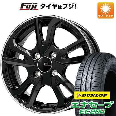 【新品国産4穴100車】 夏タイヤ ホイール４本セット 195/55R15 ダンロップ エナセーブ EC204 ブランドルライン レツィオ ブラックリムポリッシュ 15インチ｜fujidesignfurniture