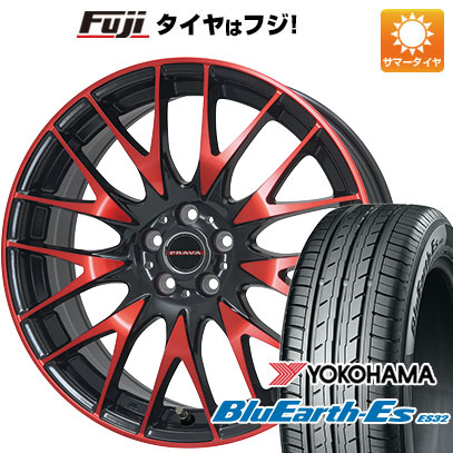 【新品国産5穴114.3車】 夏タイヤ ホイール4本セット 225/40R18 ヨコハマ ブルーアース ES32 ビッグウエイ LEYSEEN プラバ9M(レッドクリア) 18インチ :fuji 1131 118949 35465 35465:フジ スペシャルセレクション