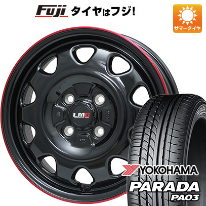 【新品 軽自動車】夏タイヤ ホイール4本セット 165/55R14 ヨコハマ PARADA PA03 ブラックレター 95/93N レアマイスター LMG OFF-STYLE 14インチ