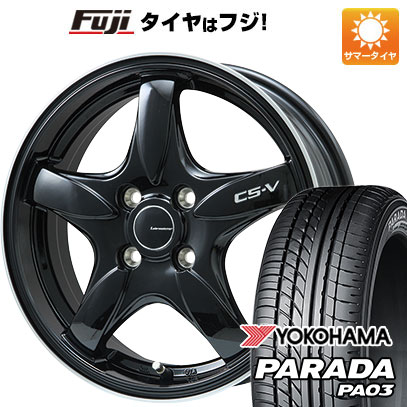 【新品 軽自動車】夏タイヤ ホイール4本セット 165/55R14 ヨコハマ PARADA PA03 ブラックレター 95/93N レアマイスター CS-V 14インチ