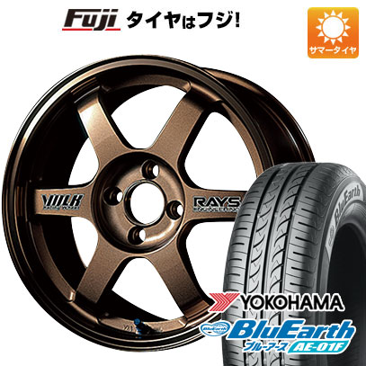 【新品国産4穴100車】 夏タイヤ ホイール４本セット 185/65R14 ヨコハマ ブルーアース AE-01F レイズ VOLK TE37 14インチ｜fujidesignfurniture