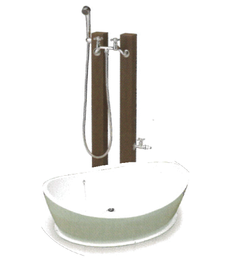 立水栓 水栓柱 シャワープレイス レヴウッド 給水用(補助蛇口配管仕様) 給湯用 混合水栓金具(カランパイプ無) パン(ブリック) 犬猫 ペット用 動物用 - 19