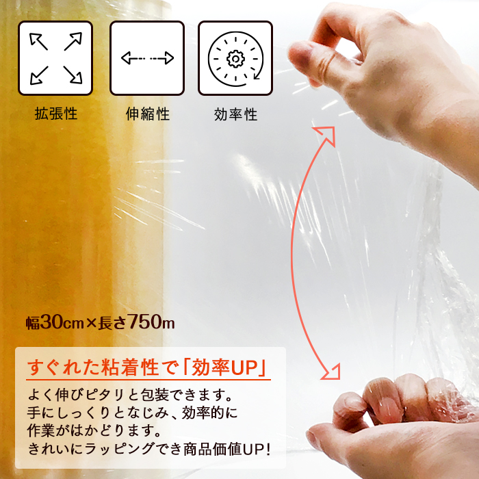 キッチニスタ 出前用ラップ 30cm×750m 2本入り 食品包装用 ストレッチ