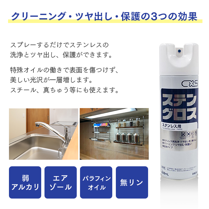 ステンレス用洗剤 ステングロス 480ml ステンレス磨き 業務用｜fujinamisquare｜02