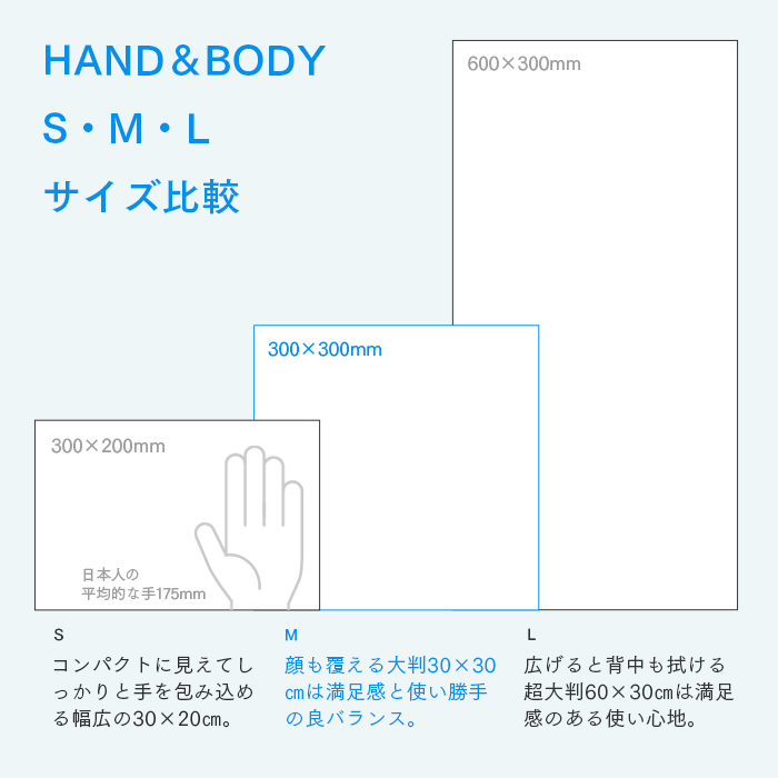 化粧品基準 FSX 使い捨て 紙おしぼり HAND＆BODY M 大判ウェットタオル VB COSME 100本 不織布 大判 厚手 業務用 送料無料｜fujinamisquare｜08