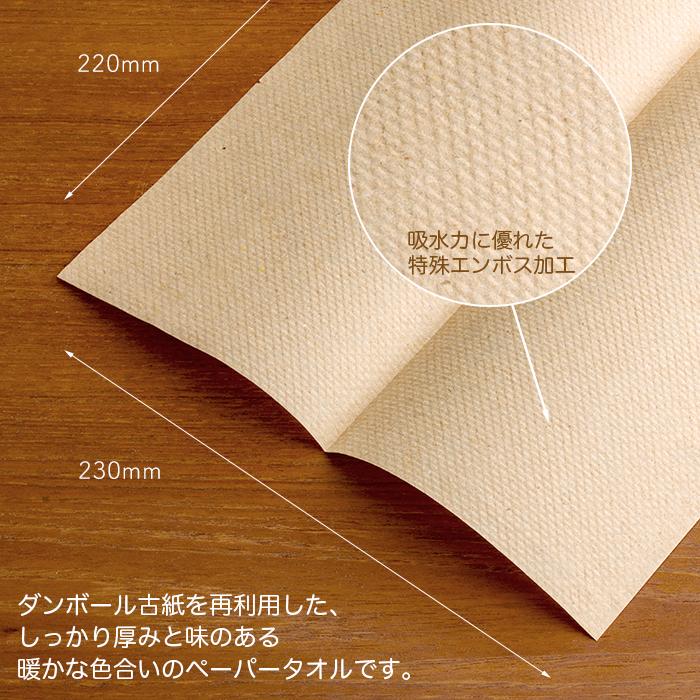 ペーパータオル ニューズ エクリュ ブラウン 220×230mm 中判 200枚