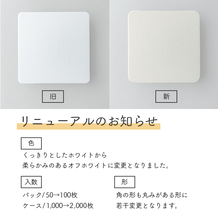 ペーパーコースター 白無地 角 2mm 1ケース 100枚×20パック 2000枚