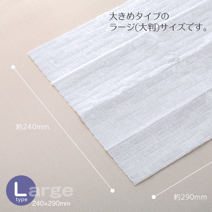 紙おしぼり 平型 クリール Lタイプ 800本 1ケース(100本×8パック) 業務用 送料無料｜fujinamisquare｜04