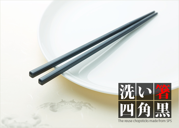 SPS製リユース箸 洗い箸 四角 黒 21cm 1パック(10膳) 業務用