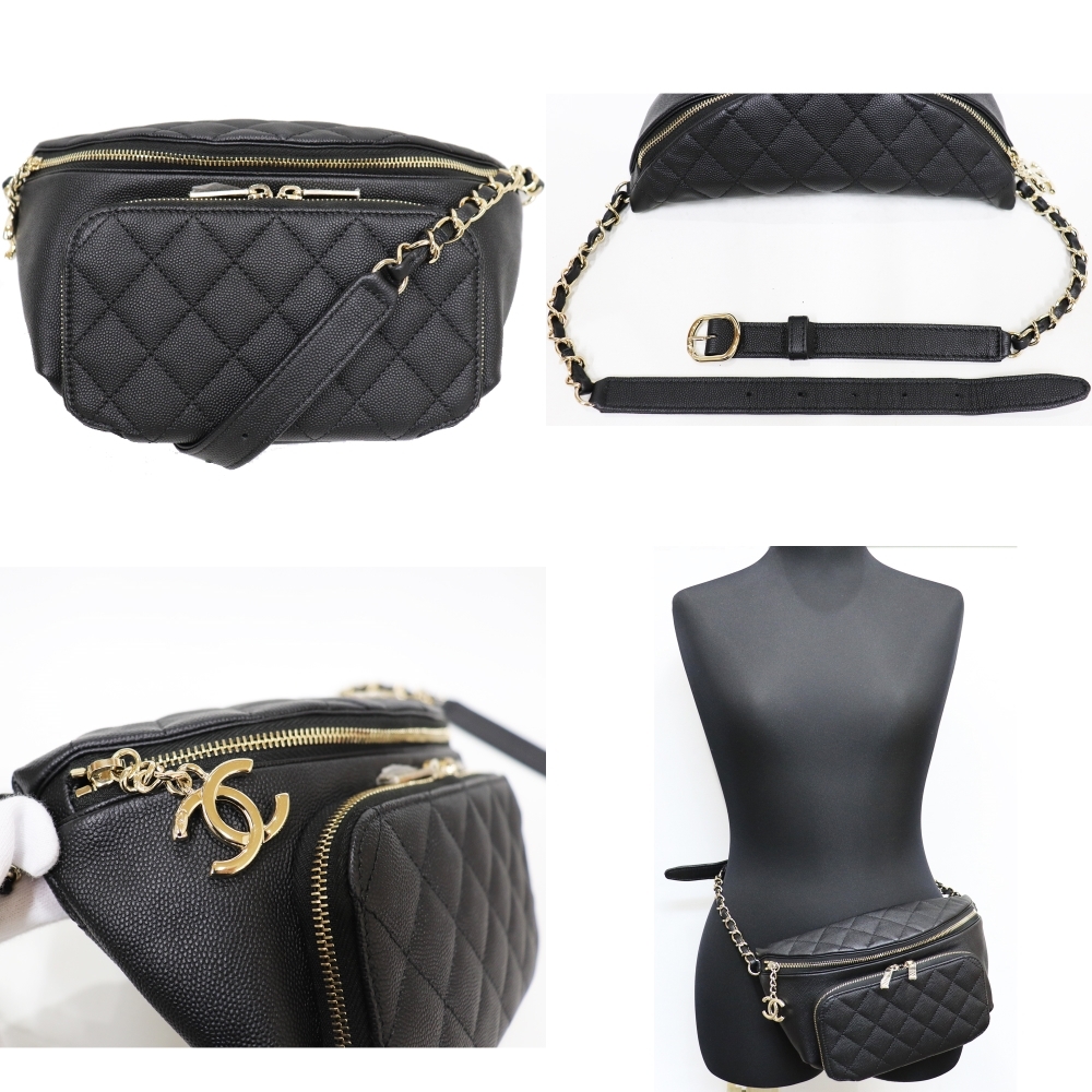 マトラッセ （未使用）シャネル CHANEL ウエストバック・ポーチ 黒