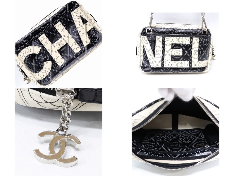 （美品）シャネル CHANEL カメリア クラッチ ショルダー 2way バッグ プリントキャンバス カーフ ビニール A57273 8064 マトラッセ （美品）シャネル CHANEL カメリア クラッチ ショルダー