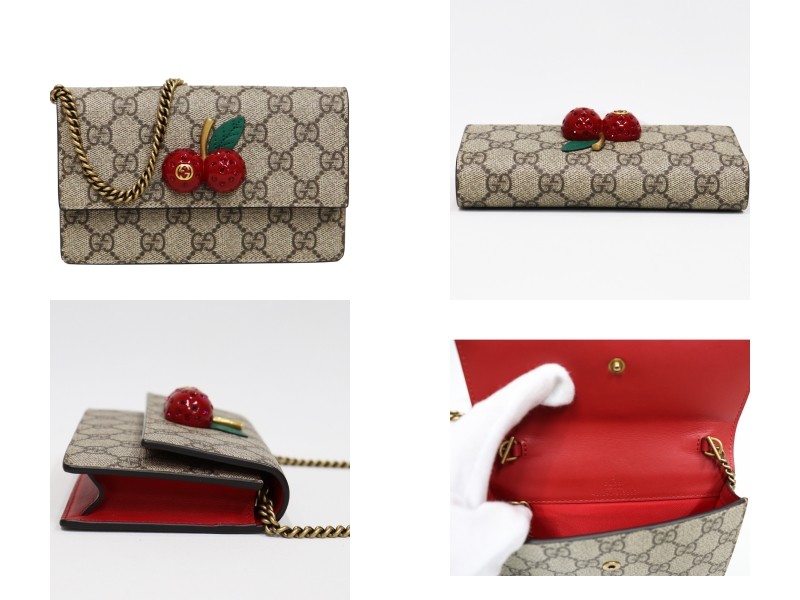 未使用）グッチ GUCCI チェーンショルダーミニバッグ チェリー付 GG