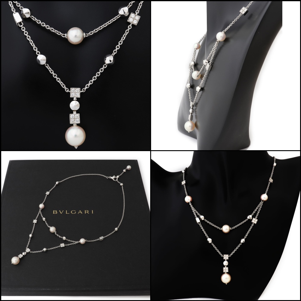 BVLGARI（ブルガリ） ルチア ダイヤ パールネックレス K18 WG × パール 