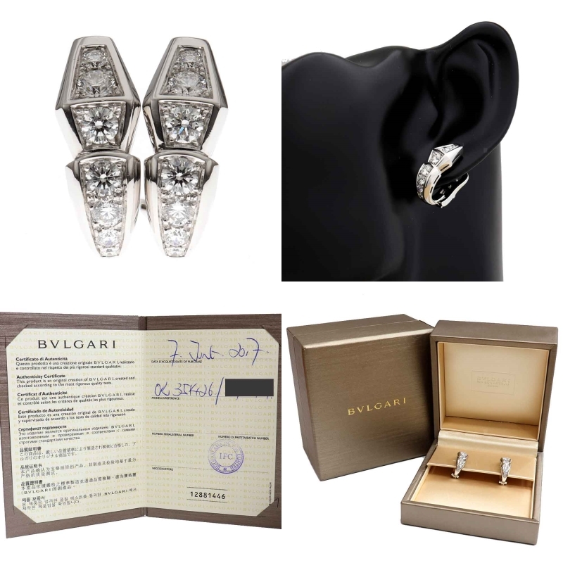 セルペンティ (美品)ブルガリ BVLGARI ダイヤピアス クリップ式 K18 WG