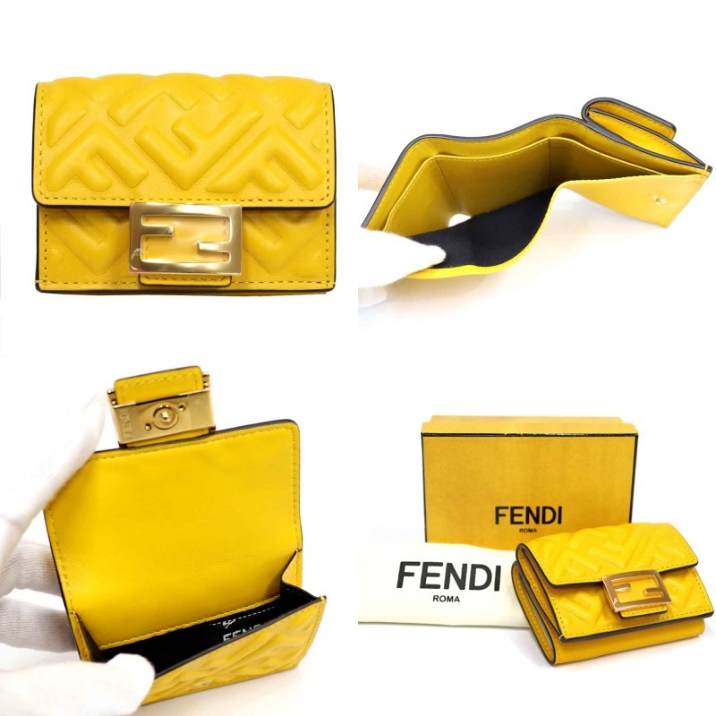 FENDI 三つ折り財布 イエロー/ブラウン FENDI 三つ折り財布 イエロー/ブラウン - メルカリ