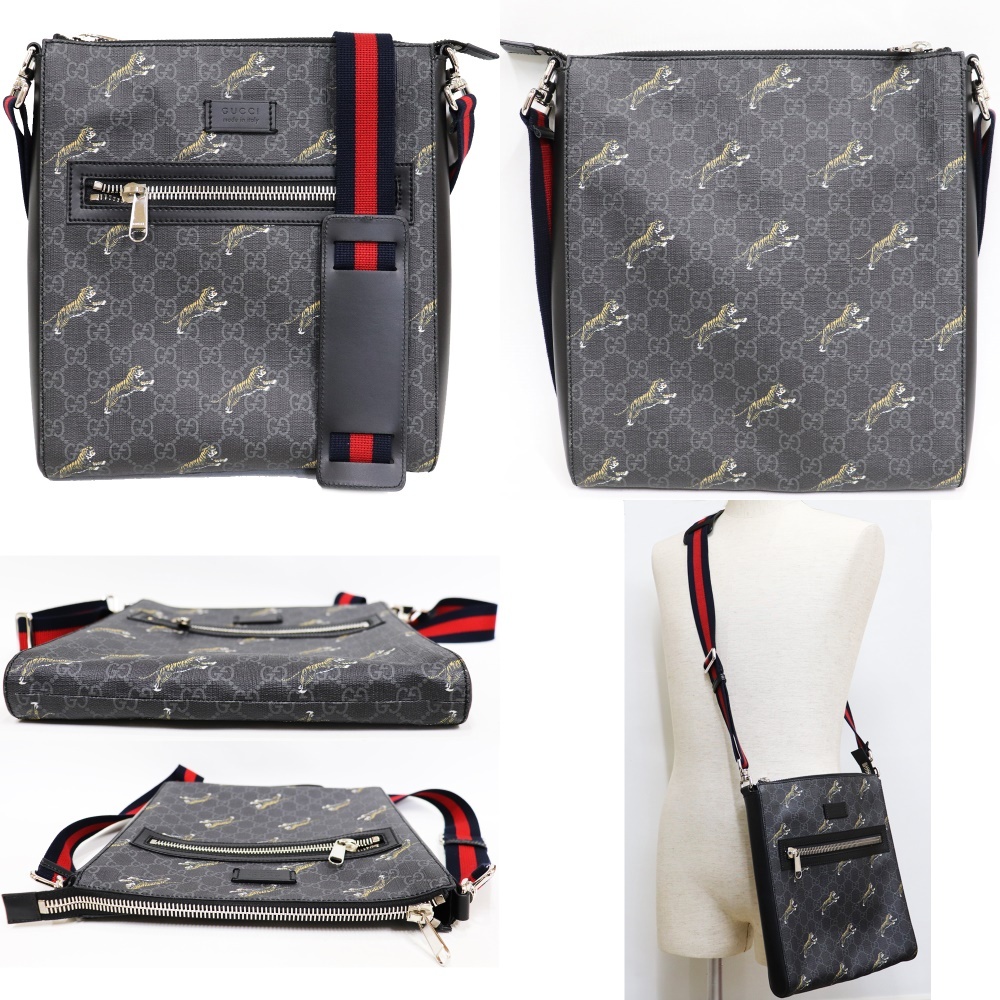 GG （美品）グッチ GUCCI 斜め掛け ショルダー バッグ GGスプリーム 黒