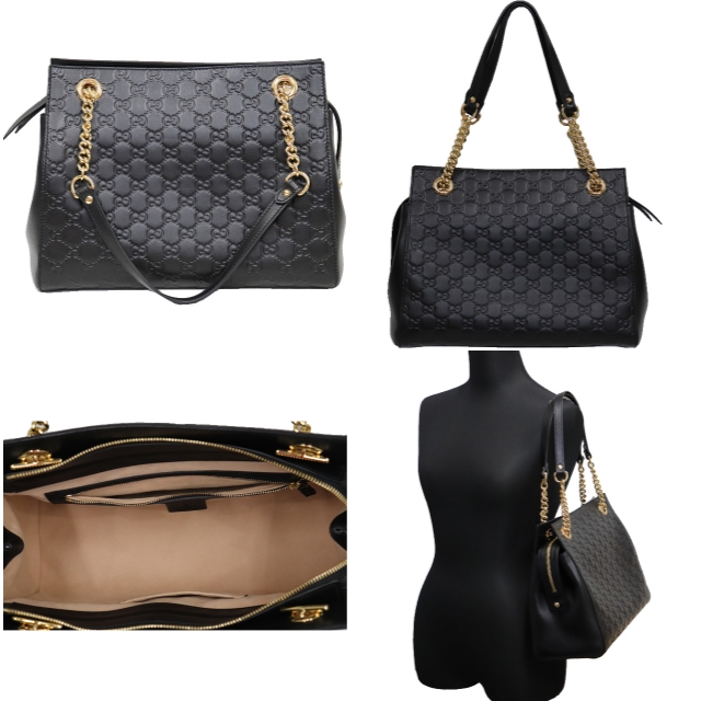 グッチシマ （美品）グッチ GUCCI トート バッグ ショルダー 453773 黒