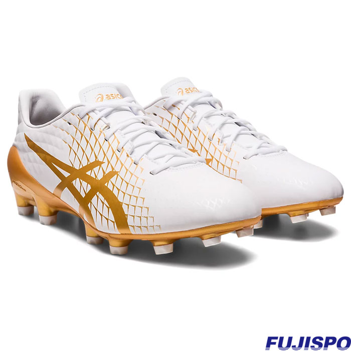 アシックス メナス 4 asics 【サッカー・フットサル】 シューズ サッカースパイク ホワイト×ピュアゴールド (1111A195-104)