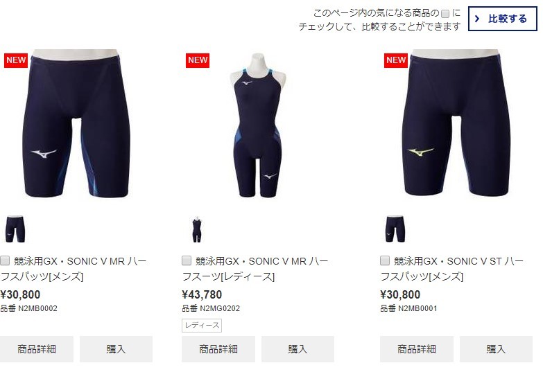 MIZUNO（ミズノ） メンズ 競泳水着 ハーフスパッツ GX・SONIC V