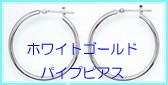 両耳用ホワイトゴールドパイプピアス