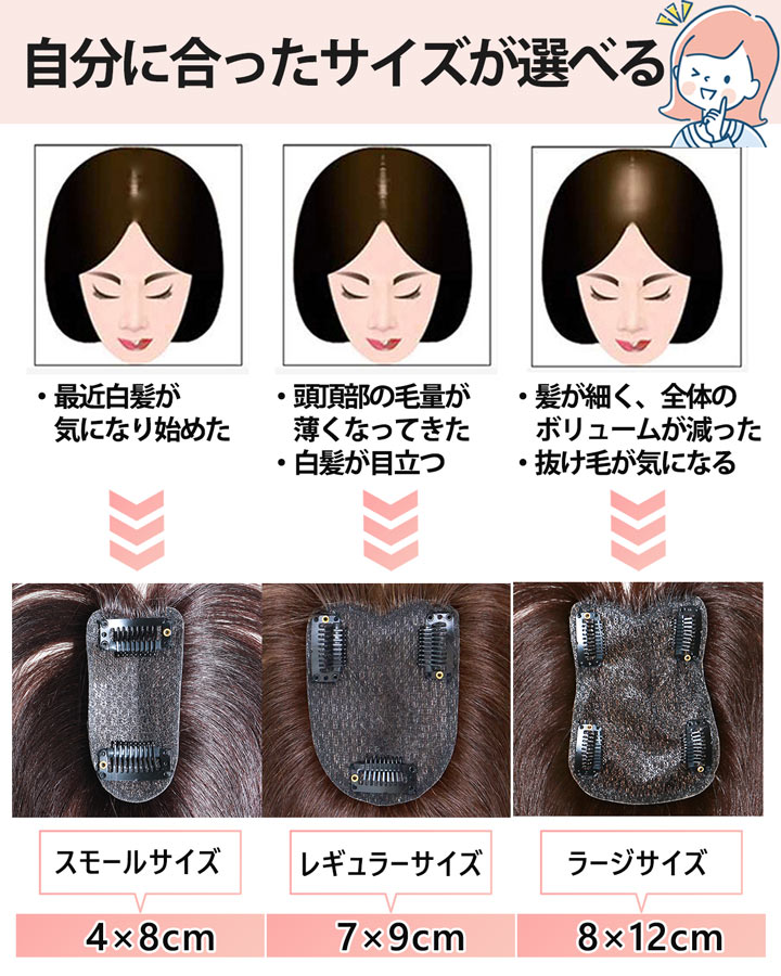 廃番セール 返品交換不可】ヘアピース 人毛 100％ 部分ウィッグ 4-8cm
