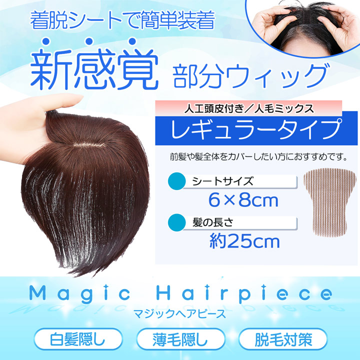 TefuRe（テフリ） 【人工頭皮付き】人毛ミックス マジックヘアピース