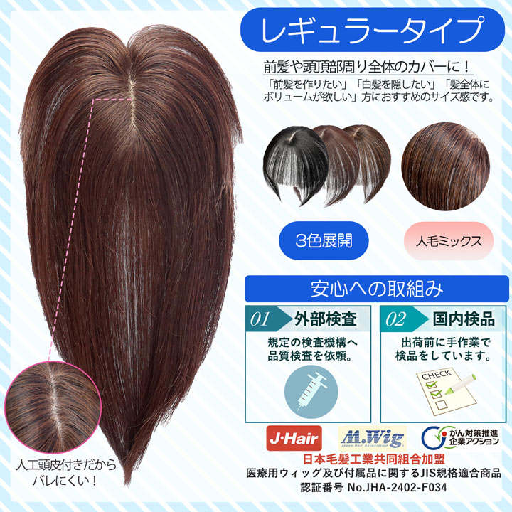 TefuRe（テフリ） 【人工頭皮付き】人毛ミックス マジックヘアピース