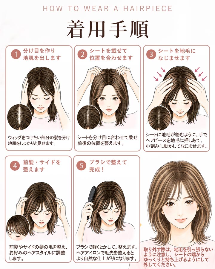 TefuRe（テフリ） 人工頭皮付き ヘアピース 人毛100％ ハイライト