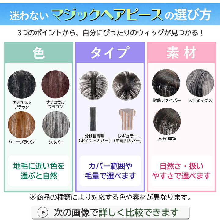 TefuRe（テフリ） 部分ウィッグ ピン無し ヘアピース 人毛100