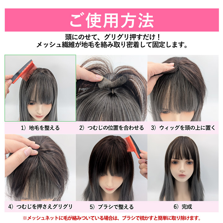 TefuRe（テフリ） ピン無し 部分ウィッグ 人毛 前髪ウィッグ ウィッグ