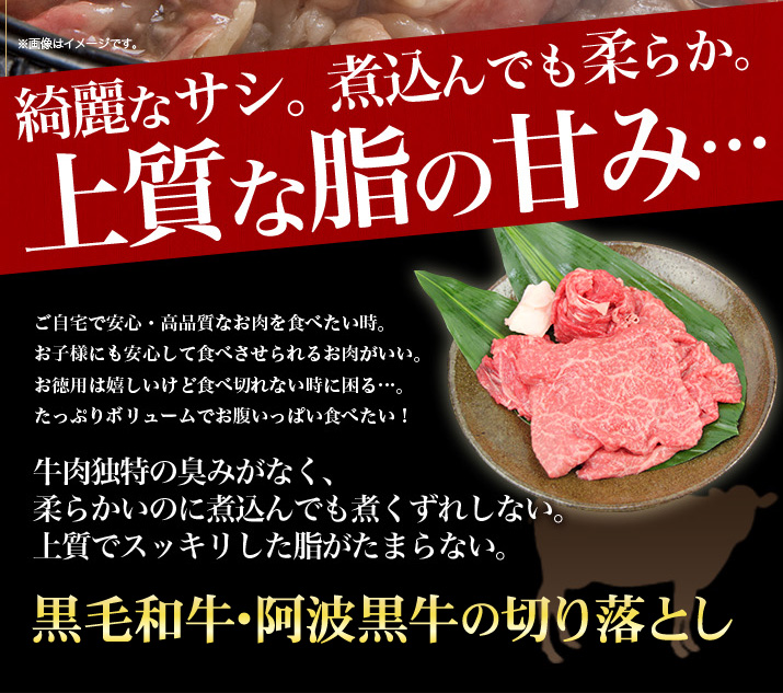 黒毛和牛 阿波黒牛 ちょっとリッチな切り落とし 900g（300g×3パック） 黒毛和牛 切り落とし 牛肉 国産 すき焼き 肉 爆買 | 阿波牛 | 03
