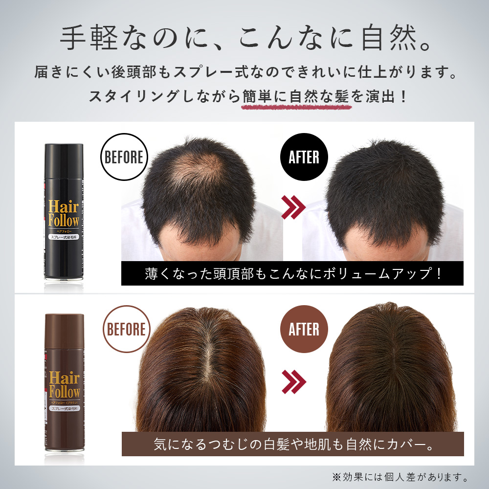 ヘアフォロー 白髪隠し スプレー 髪 生え際 頭頂部 円形脱毛症 ボリュームアップ 薄毛 細毛 洗い流せる かつら 頭髪 毛染め :  fuku-z-660 : いいもの福キタル - 通販 - Yahoo!ショッピング