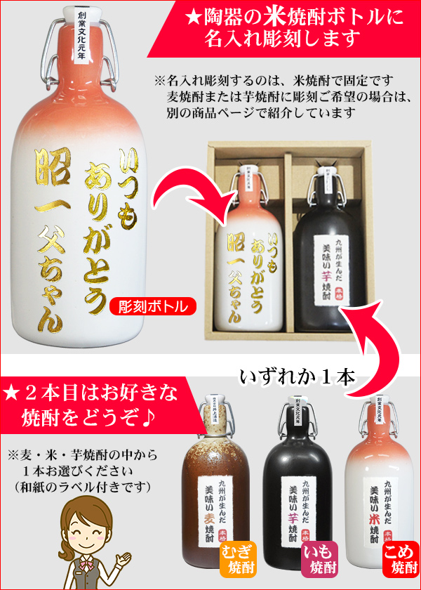 名入れ 焼酎 米焼酎 飲み比べ 2本セット 芋焼酎 麦焼酎 選べる焼酎