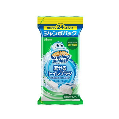 スクラビングバブル 流せるトイレブラシ フローラルソープの香り 付け替え 使い捨て　24個入　