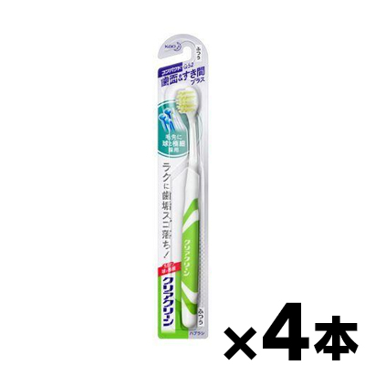 （メール便送料無料）クリアクリーン　ハブラシ　歯面＆すき間　コンパクト　ふつう　1本入×４個セット　｜fukuei