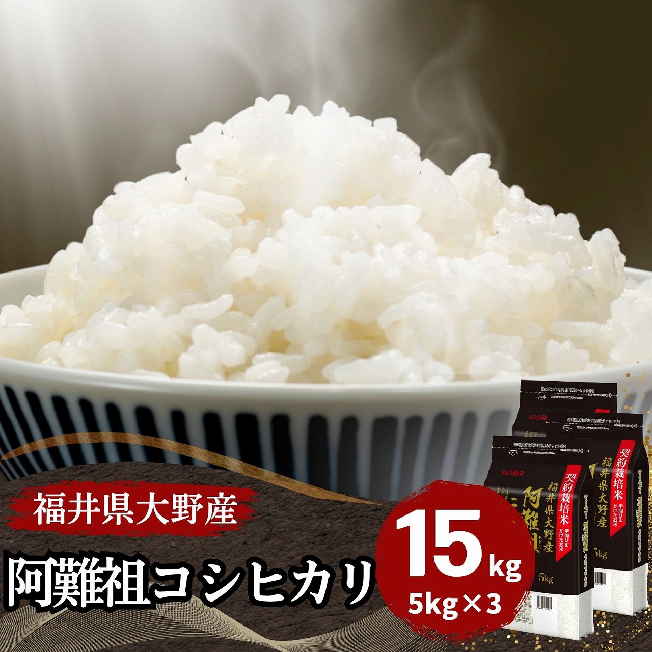 米 コシヒカリ 15kg 5kg×3袋 福井県大野阿難祖産 白米 令和7年産 送料無料