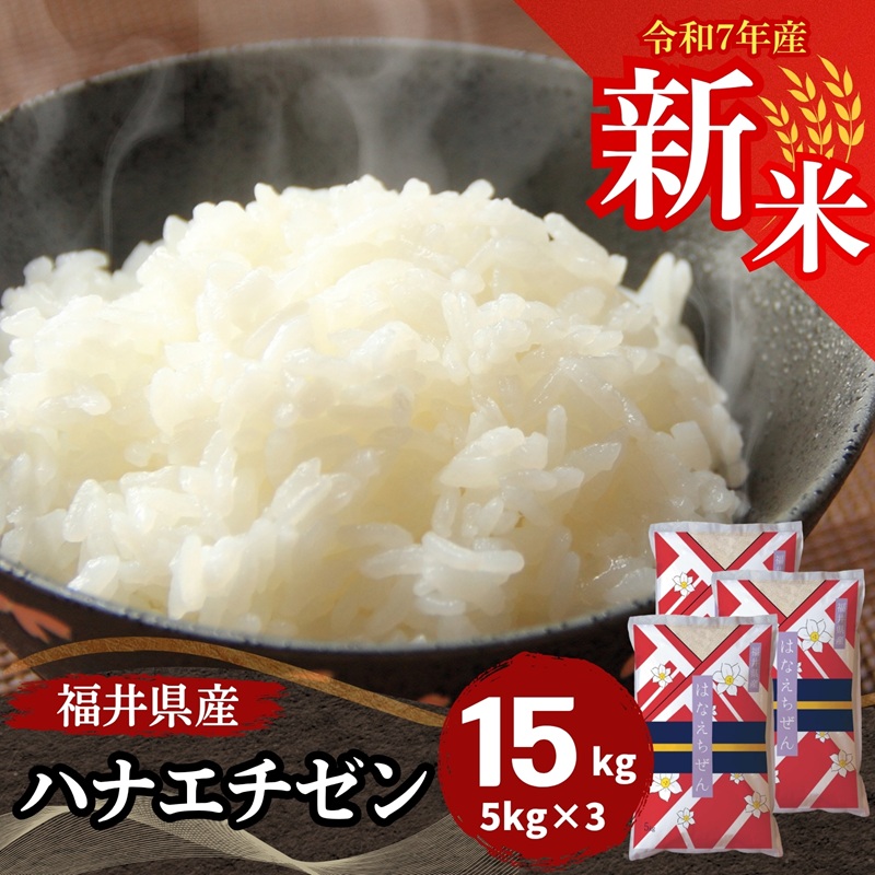 Yahoo! Yahoo!ショッピング(ヤフー ショッピング)新米 ハナエチゼン 15kg  5kg×3袋 福井県産 白米 令和7年産 送料無料