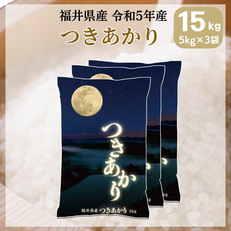 15kg 5kg×3袋 つきあかり 福井県産 白米 令和5年産 送料無料