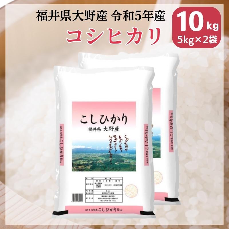 米 10kg 5kg×2袋 コシヒカリ 福井県大野産 白米 令和5年産 送料無料｜fukuikomeya