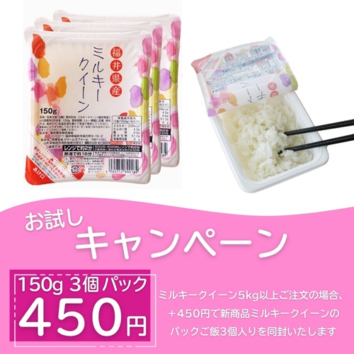 ミルキークイーン 米 10kg 無洗米 5kg×2袋 福井県産 白米 令和7年産